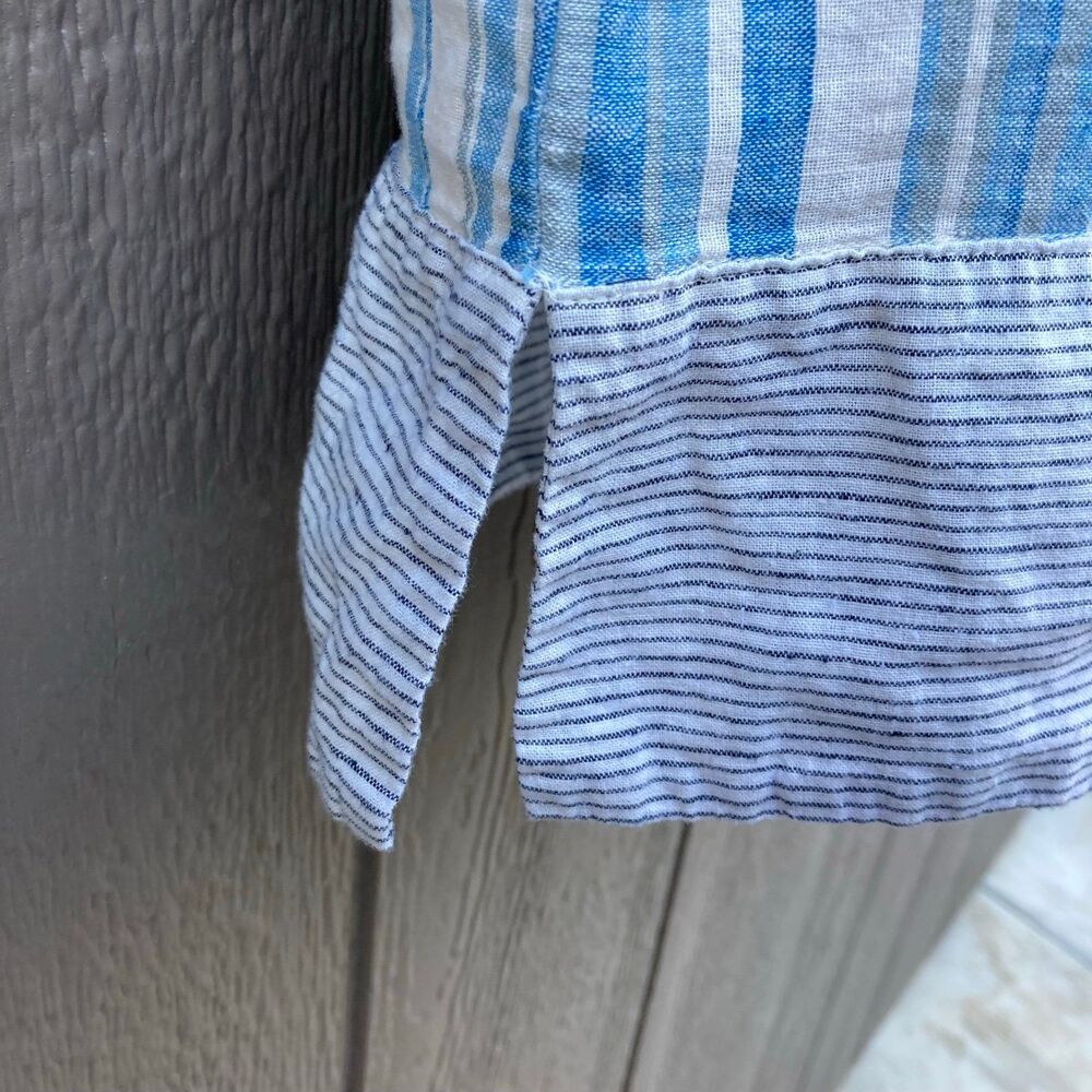 bcbgeneration blue stripes linen and cotton top and shorts women’s size XS - Picture 4 of 6